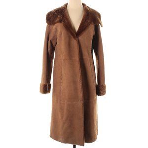 NWT Women's Real Shearling Fur Lambskin Long Coat Light Brown Tan Size S Small 6